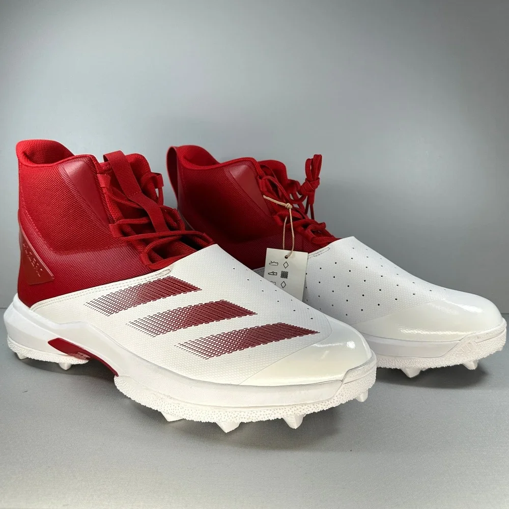 Adidas Football Cleats Mens 15 Red White Adizero Mid Top NEW IH0560